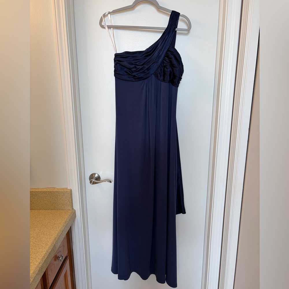 Davids Bridal One Shoulder Gown Dress F13185 Blue‎